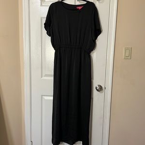 Black Satin Dress with side Slits